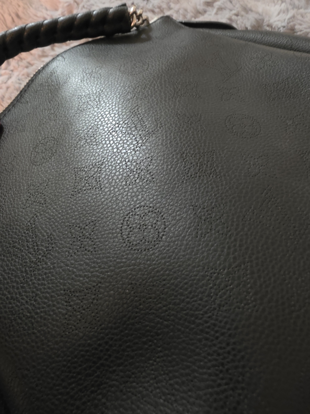 Women's Black Leather Shoulder Bag - Minimal Embossed Design